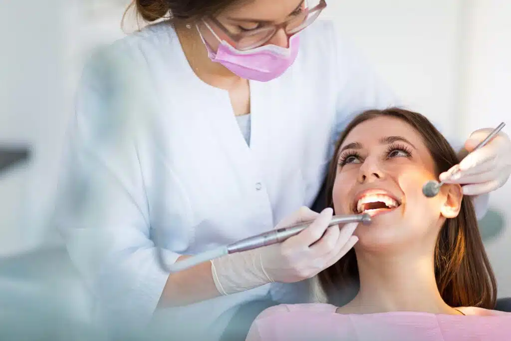 Dentist examining a patient