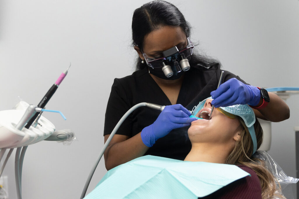 Dentist performing a dental procedure
