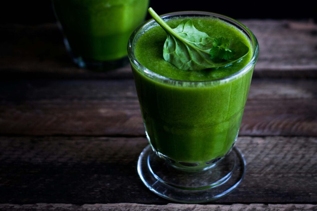 green smoothies on a table