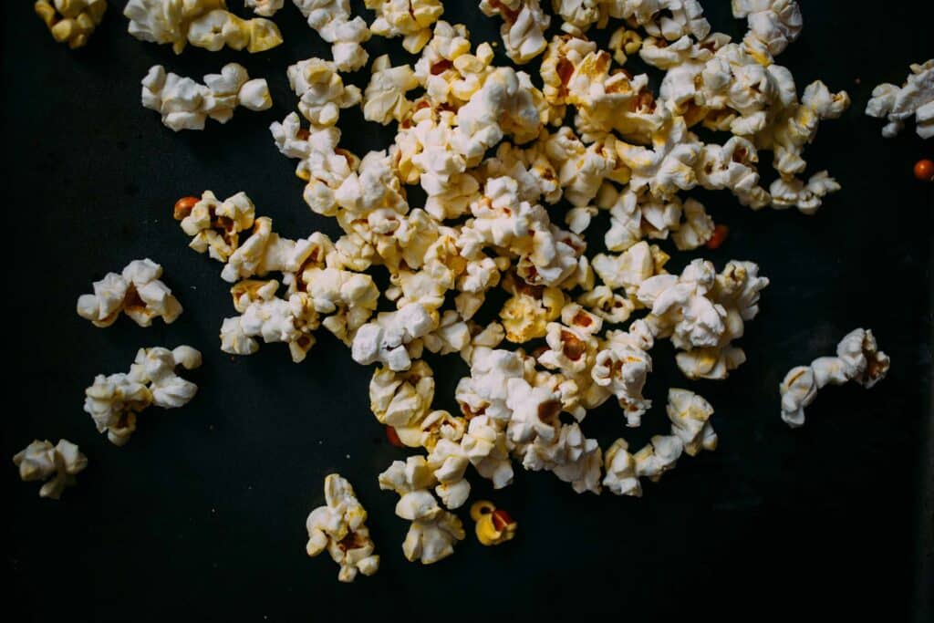 Popcorn on a black background